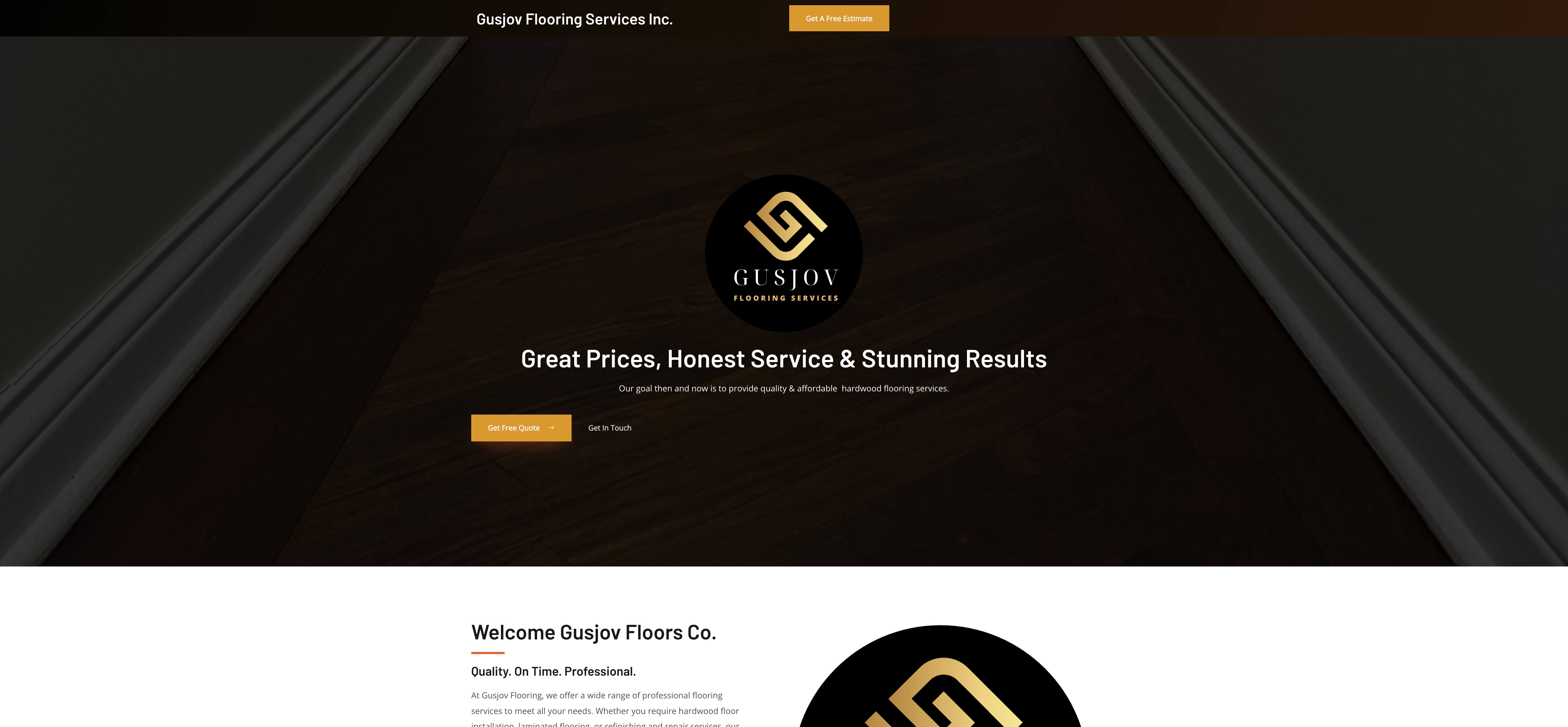 Captura de la página principal del sitio de Gusjov Flooring Services, construido por Web Pro Chicago